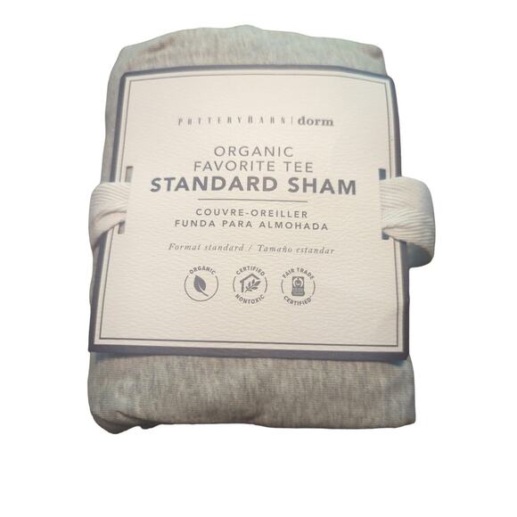 Pottery Barn Dorm Favorite Tee Standard Sham Heathered Gray NEW - Picture 1 of 2